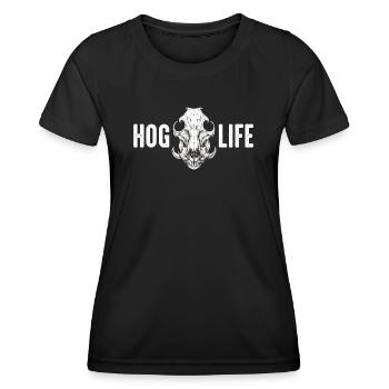 HOG LIFE Hog Hunter Javelina Hunting Wild Boar Pig - Women's Functional T-Shirt - black - Front - AI Model Female 172 light (172cm)