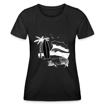 Pig Surfboard Surfboard Surfer Beach - Women's Functional T-Shirt - black - Front - AI Model Female 172 light (172cm)
