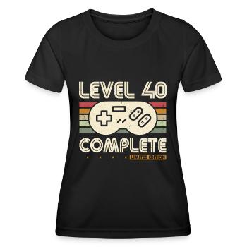 40. Geburtstag Level 40 Complete Retro Geschenk - Frauen Funktions-T-Shirt - Schwarz - Vorne - AI Model Female 172 light (172cm)