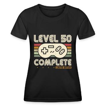 50e anniversaire niveau 50 Complete 50 ans cadeau - T-shirt sport Femme - noir - Devant - AI Model Female 172 light (172cm)