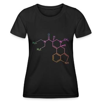 LSD Molekül Bicycle Day Acid Chemie Drogen Droge - Frauen Funktions-T-Shirt - Schwarz - Vorne - AI Model Female 172 light (172cm)