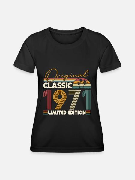 Vintage 1971 Born Birthday Retro - Women's Functional T-Shirt - black