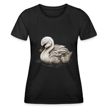 Bébé cygne Oiseau Poussin - T-shirt sport Femme - noir - Devant - AI Model Female 172 light (172cm)