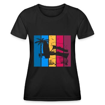 Pig Surfboard Surfboard Surfer Beach - Women's Functional T-Shirt - black - Front - AI Model Female 172 light (172cm)