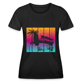 Pig Surfboard Surfboard Surfer Beach - Women's Functional T-Shirt - black - Front - AI Model Female 172 light (172cm)