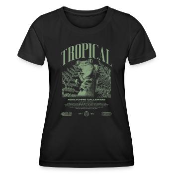 Rainette aux yeux rouges Amphibien de la forêt tropicale - T-shirt sport Femme - noir - Devant - AI Model Female 172 light (172cm)