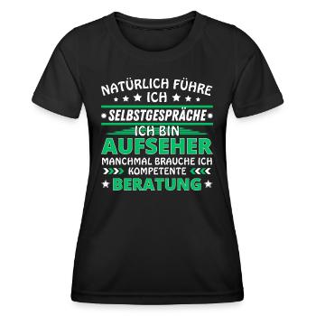 Ich führe Selbstgespräche - Aufseher Edition - Frauen Funktions-T-Shirt - Schwarz - Vorne - AI Model Female 172 light (172cm)
