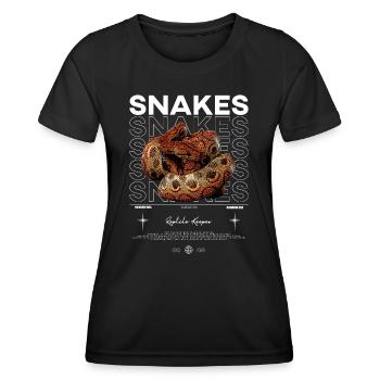 Regenbogen Boa Modern Streetwear Reptilienhalter - Frauen Funktions-T-Shirt - Schwarz - Vorne - AI Model Female 172 light (172cm)