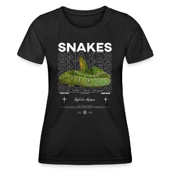 Smaragdbaum Boa Moderne Streetwear Reptilienhalterin - Frauen Funktions-T-Shirt - Schwarz - Vorne - AI Model Female 172 light (172cm)