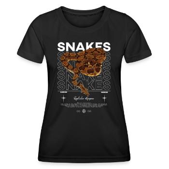 Lachs Boa Schlange Moderne Streetwear Reptilienhalterin - Frauen Funktions-T-Shirt - Schwarz - Vorne - AI Model Female 172 light (172cm)