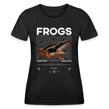 Phantasmatischer Giftfrosch Streetwear Froschhüter - Frauen Funktions-T-Shirt - Schwarz - Vorne - AI Model Female 172 light (172cm)