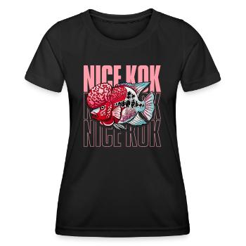 Schöner Kok Lustiger Blumenhorn-Buntbarsch Fischhalter - Frauen Funktions-T-Shirt - Schwarz - Vorne - AI Model Female 172 light (172cm)