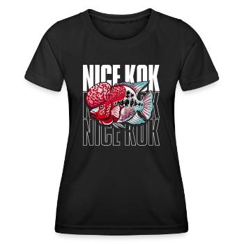 Schöner Kok Lustiger Blumenhorn-Buntbarsch Fischhalter - Frauen Funktions-T-Shirt - Schwarz - Vorne - AI Model Female 172 light (172cm)