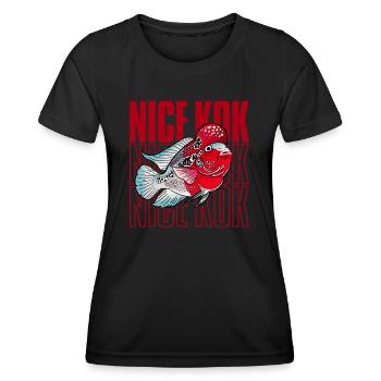 Schöner Kok Lustiger Blumenhorn-Buntbarsch Fischhalter - Frauen Funktions-T-Shirt - Schwarz - Vorne - AI Model Female 172 light (172cm)