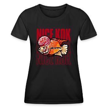 Schöner Kok Lustiger Blumenhorn-Buntbarsch Fischhalter - Frauen Funktions-T-Shirt - Schwarz - Vorne - AI Model Female 172 light (172cm)