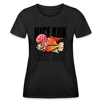 Schöner Kok Lustiger Blumenhorn-Buntbarsch Fischhalter - Frauen Funktions-T-Shirt - Schwarz - Vorne - AI Model Female 172 light (172cm)