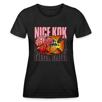 Schöner Kok Lustiger Blumenhorn-Buntbarsch Fischhalter - Frauen Funktions-T-Shirt - Schwarz - Vorne - AI Model Female 172 light (172cm)