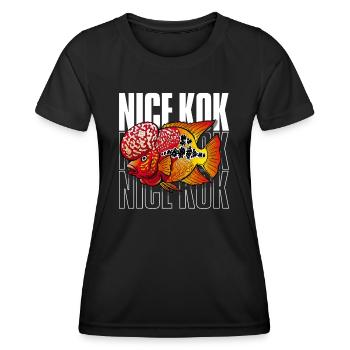 Schöner Kok Lustiger Blumenhorn-Buntbarsch Fischhalter - Frauen Funktions-T-Shirt - Schwarz - Vorne - AI Model Female 172 light (172cm)