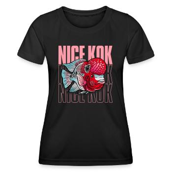 Schöner Kok Lustiger Blumenhorn-Buntbarsch Fischhalter - Frauen Funktions-T-Shirt - Schwarz - Vorne - AI Model Female 172 light (172cm)