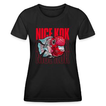 Schöner Kok Lustiger Blumenhorn-Buntbarsch Fischhalter - Frauen Funktions-T-Shirt - Schwarz - Vorne - AI Model Female 172 light (172cm)