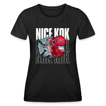 Schöner Kok Lustiger Blumenhorn-Buntbarsch Fischhalter - Frauen Funktions-T-Shirt - Schwarz - Vorne - AI Model Female 172 light (172cm)