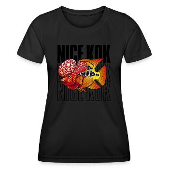 Schöner Kok Lustiger Blumenhorn-Buntbarsch Fischhalter - Frauen Funktions-T-Shirt - Schwarz - Vorne - AI Model Female 172 light (172cm)