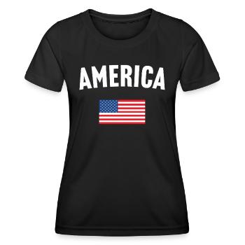 Amerika Flagge - Frauen Funktions-T-Shirt - Schwarz - Vorne - AI Model Female 172 light (172cm)