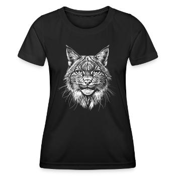 Luchs Portrait Wildtier Waldtier Luchse Tiere - Frauen Funktions-T-Shirt - Schwarz - Vorne - AI Model Female 172 light (172cm)