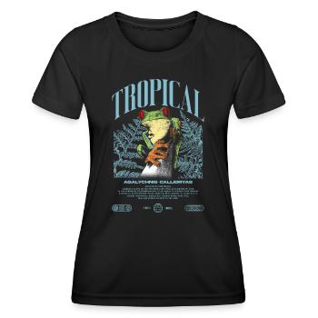 Grenouille arboricole aux yeux rouges Amphibien de la forêt tropicale - T-shirt sport Femme - noir - Devant - AI Model Female 172 light (172cm)