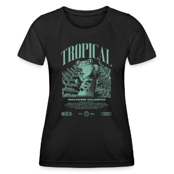 Grenouille arboricole aux yeux rouges Amphibien de la forêt tropicale - T-shirt sport Femme - noir - Devant - AI Model Female 172 light (172cm)