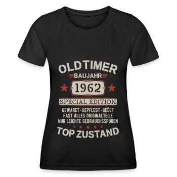 Oldtimer Baujahr 1962 Jahrgang 60 Geburtstag - Frauen Funktions-T-Shirt - Schwarz - Vorne - AI Model Female 172 light (172cm)