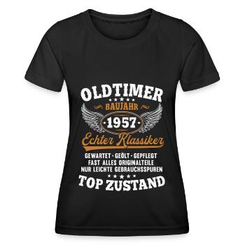 Oldtimer Baujahr 1957 Jahrgang Geburtstag Geschenk - Frauen Funktions-T-Shirt - Schwarz - Vorne - AI Model Female 172 light (172cm)