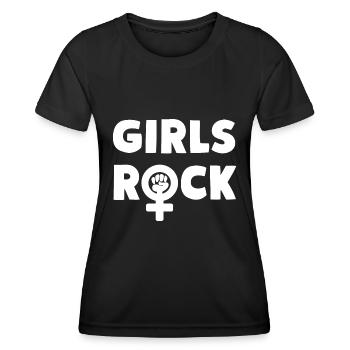 Girls Rock Girl Power Feminin Rocker Girl - Frauen Funktions-T-Shirt - Schwarz - Vorne - AI Model Female 172 light (172cm)