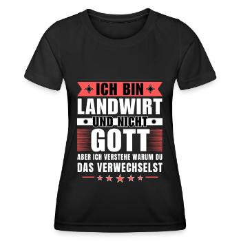 Ich bin Landwirt und nicht Gott - Frauen Funktions-T-Shirt - Schwarz - Vorne - AI Model Female 172 light (172cm)