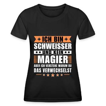 Ich bin Schweißer und kein Magier - Frauen Funktions-T-Shirt - Schwarz - Vorne - AI Model Female 172 light (172cm)