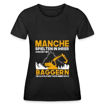 Bagger Kindheit Baggerfahrer - Frauen Funktions-T-Shirt - Schwarz - Vorne - AI Model Female 172 light (172cm)