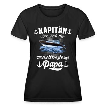 Kapitän Papa Boot Motorboot - Frauen Funktions-T-Shirt - Schwarz - Vorne - AI Model Female 172 light (172cm)
