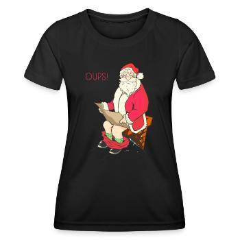 Père Noel Caca Cheminée - T-shirt sport Femme - noir - Devant - AI Model Female 172 light (172cm)