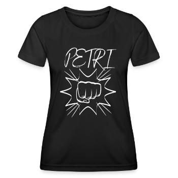 Petri Heil Angler Anglerin Fist Bump Petri Angeln - Frauen Funktions-T-Shirt - Schwarz - Vorne - AI Model Female 172 light (172cm)