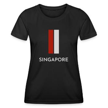 Flagge von Singapur, Stolz auf Singapur - Frauen Funktions-T-Shirt - Schwarz - Vorne - AI Model Female 172 light (172cm)