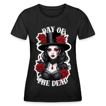 Gothic Lady With Red Roses - Women's Functional T-Shirt - black - Front - AI Model Female 172 light (172cm)