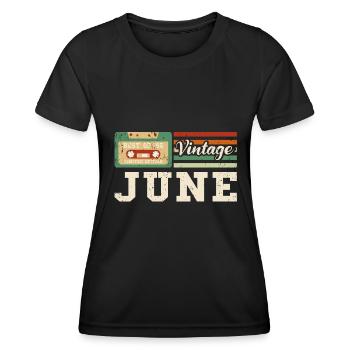 58. Geburtstag Juni Jahrgang 1965 Vintage - Frauen Funktions-T-Shirt - Schwarz - Vorne - AI Model Female 172 light (172cm)