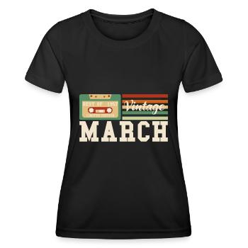 66. Geburtstag März Jahrgang 1957 Vintage - Frauen Funktions-T-Shirt - Schwarz - Vorne - AI Model Female 172 light (172cm)