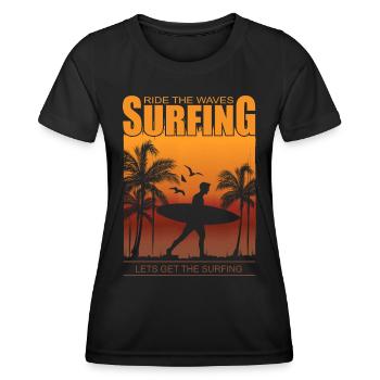 Surfer Wellenreiter - Surfing Ride the Waves - Frauen Funktions-T-Shirt - Schwarz - Vorne - AI Model Female 172 light (172cm)