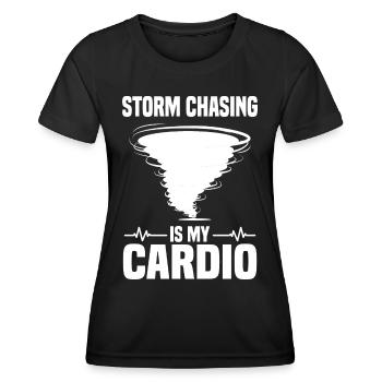 Sturmjäger Sprüche | Gewitter Meteorologe Geschenk - Frauen Funktions-T-Shirt - Schwarz - Vorne - AI Model Female 172 light (172cm)
