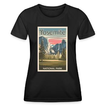 Affiche rétro souvenir du parc national de Yosemite - T-shirt sport Femme - noir - Devant - AI Model Female 172 light (172cm)