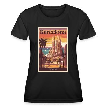 Affiche rétro Barcelone Vintage Souvenir - T-shirt sport Femme - noir - Devant - AI Model Female 172 light (172cm)