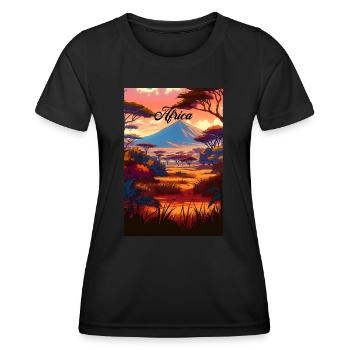 Africa Safari Affiche Rétro Souvenir Vintage - T-shirt sport Femme - noir - Devant - AI Model Female 172 light (172cm)