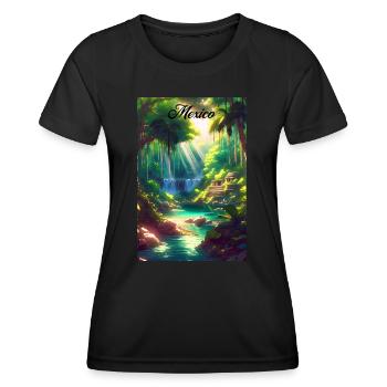 Mexico Jungle Retro Poster Souvenir - Women's Functional T-Shirt - black - Front - AI Model Female 172 light (172cm)