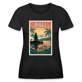 Bali Retro Sunset Poster Vintage Souvenir - Women's Functional T-Shirt - black - Front - AI Model Female 172 light (172cm)